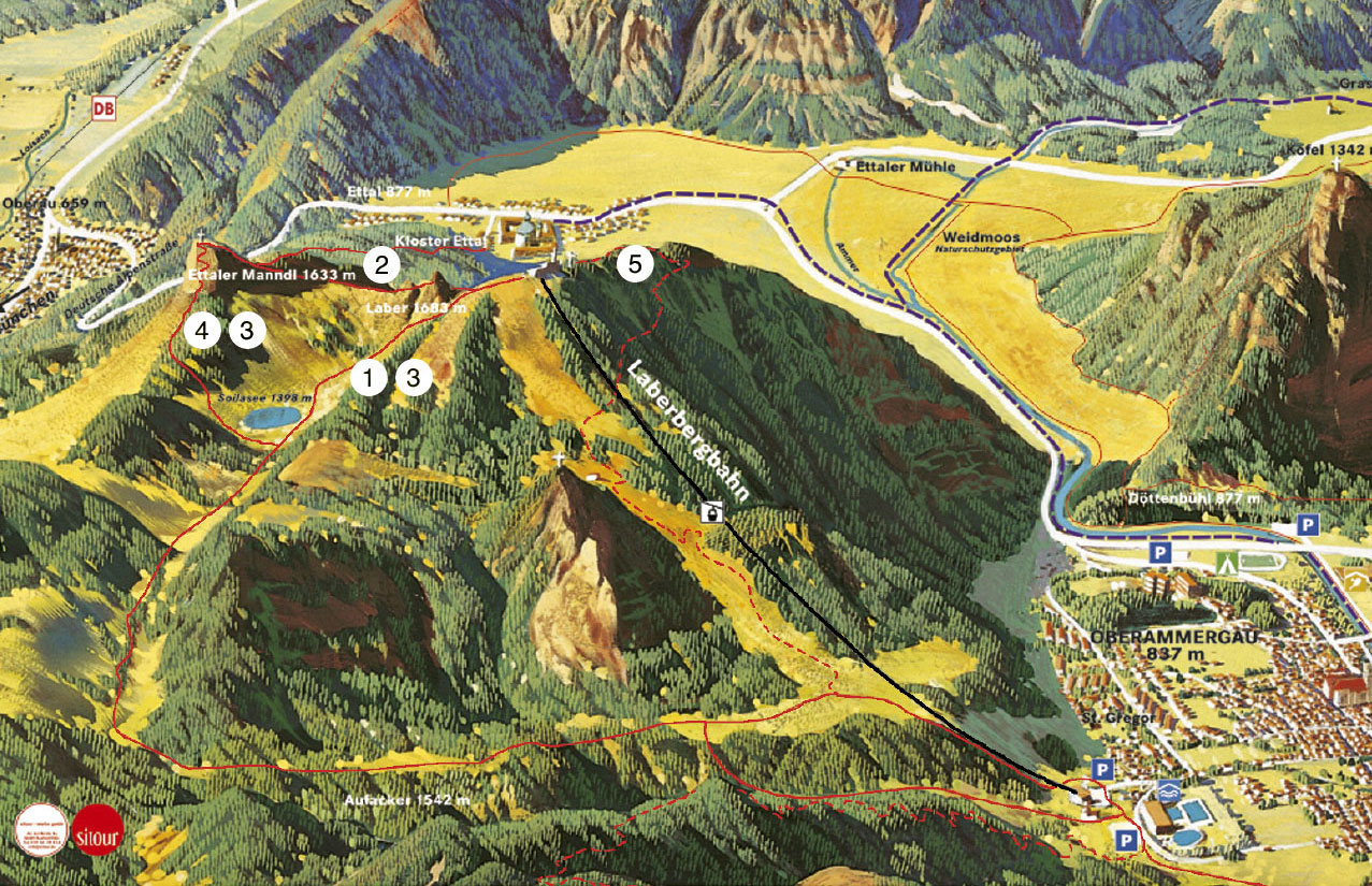 Die Wanderwege am Laber in Oberammergau